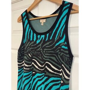 Banana Republic Issa London Zebra Animal Print Knit Tank Dress Stretch Bodycon M